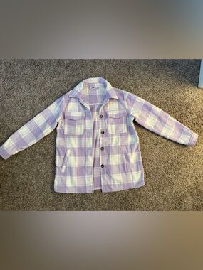 Lilac Plaid Button-Up Shacket